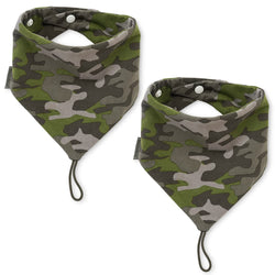 BooginHead Drool Bibs For Baby Girls And Boys - 2-In-1 Adjustable PaciGrip Bib Pacifier (2-Pack Mod Camo)