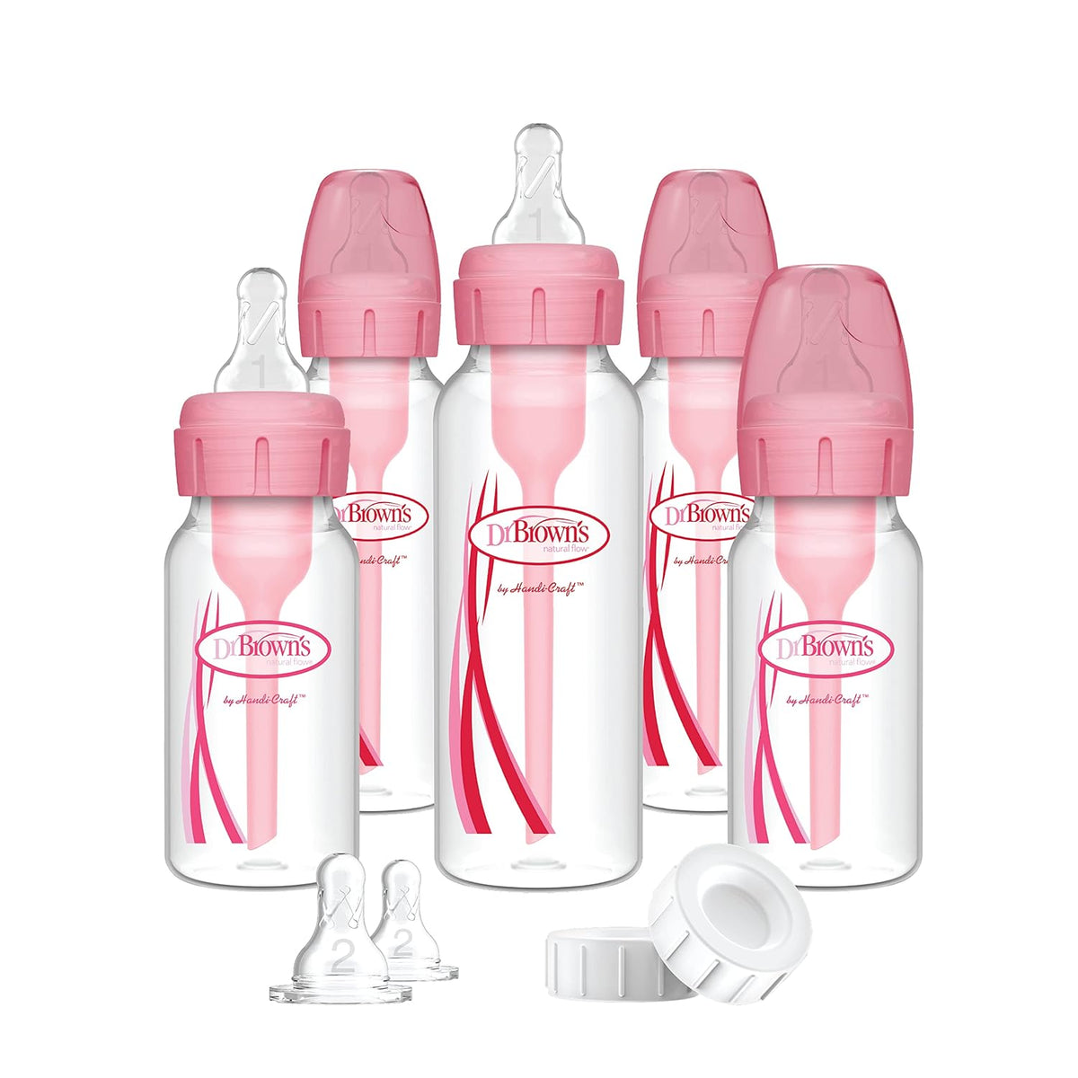 Dr. Brown's 17 Piece Anti-Colic Options+ Baby Bottle Newborn Feeding Set - Pink