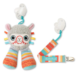 BooginHead Pacifier Holder Stuffed Animal and Baby Pacifier Clip, Gray Llama