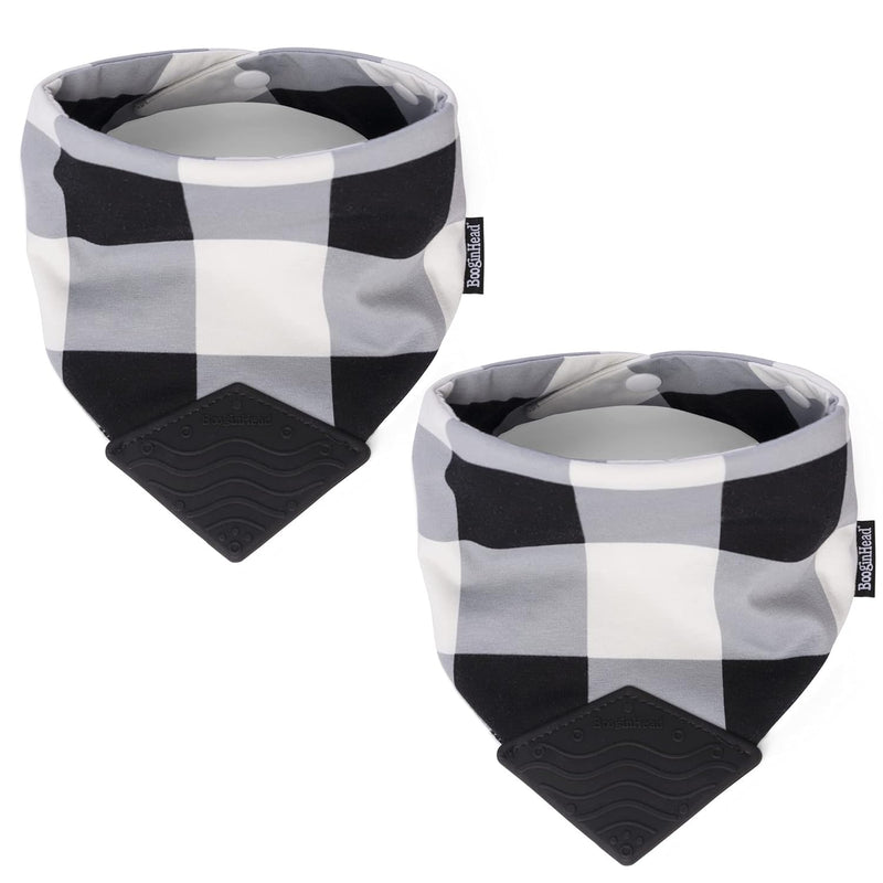 BooginHead Cotton Baby Bandana Teething Bib 2 Pack, Buffalo Check