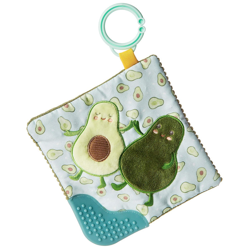Mary Meyer Crinkle Teether Toy with Baby Paper and Squeaker, 6 x 6-Inches, Yummy Avocado