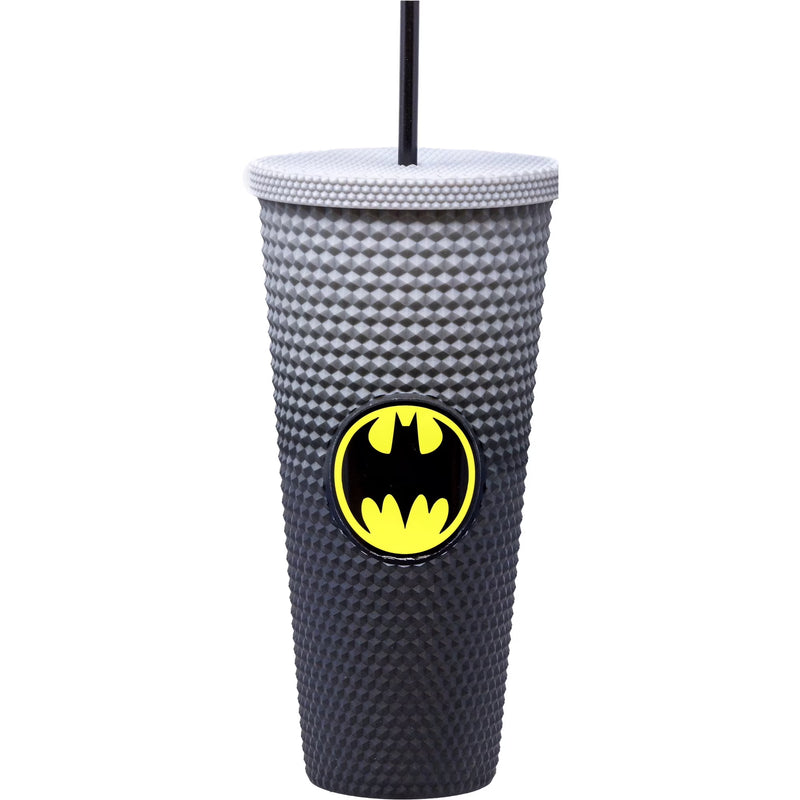 Batman Diamond Acrylic Studded Tumbler with Straw, Double Wall Insulated, 32oz