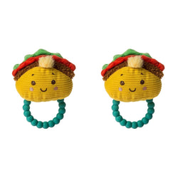 Mary Meyer Sweet Soothie Soft Baby Rattle with Teether Ring, Taco (Pack of 2)