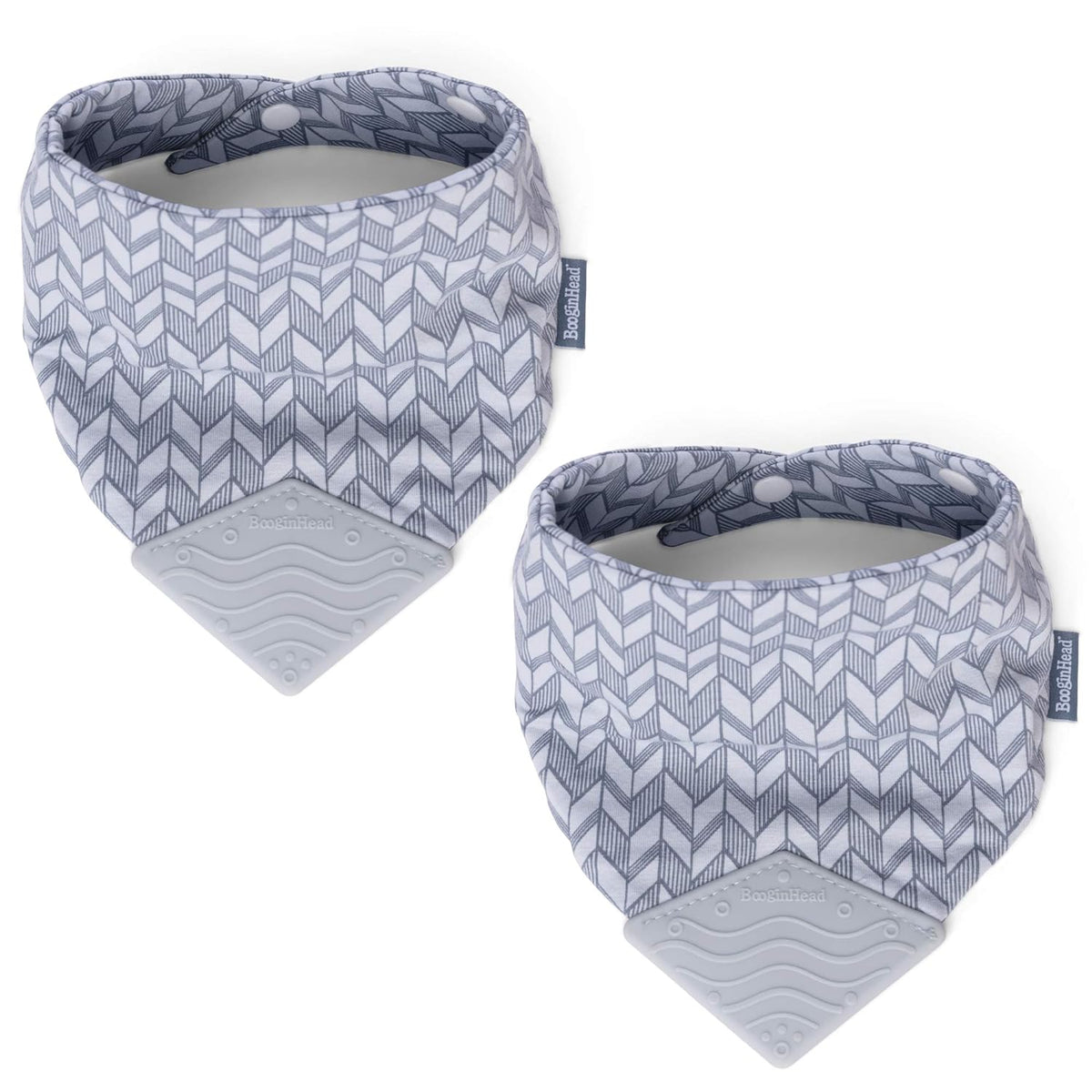 BooginHead Cotton Baby Bandana Teething Bib 2-Pack, Blue Feathers