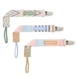 BooginHead Pacifier Clip Baby Pacifier Holder PaciGrip 3-Pack, Geometric Pink