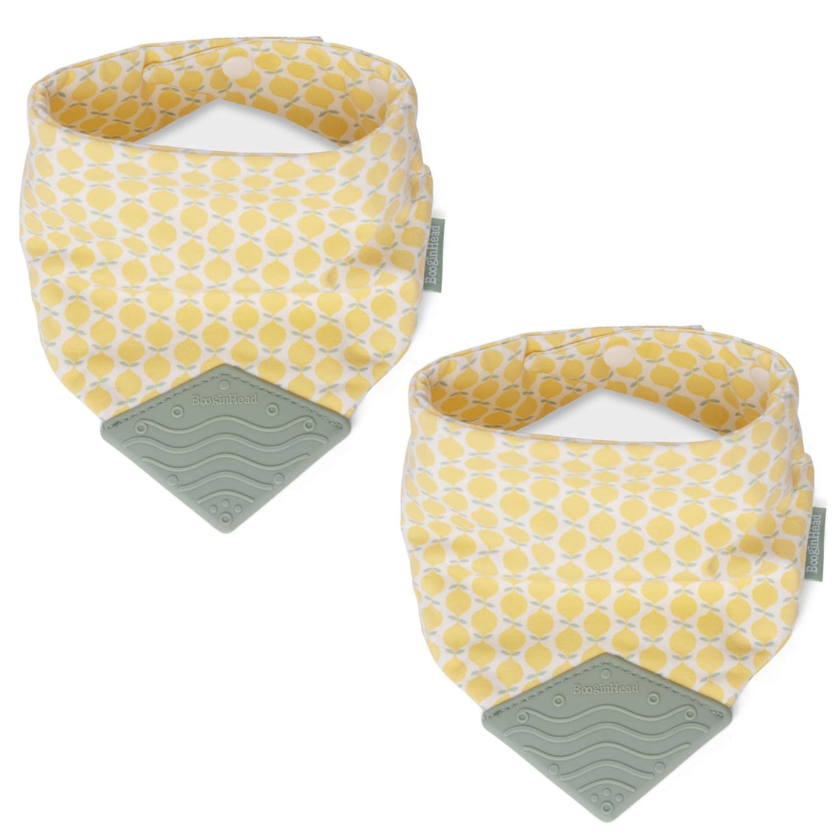 BooginHead Cotton Baby Bandana Teething Bib 2 Pack, Lemons
