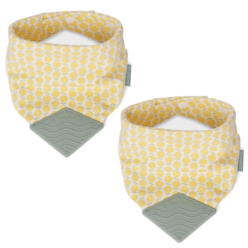 BooginHead Cotton Baby Bandana Teething Bib 2 Pack, Lemons