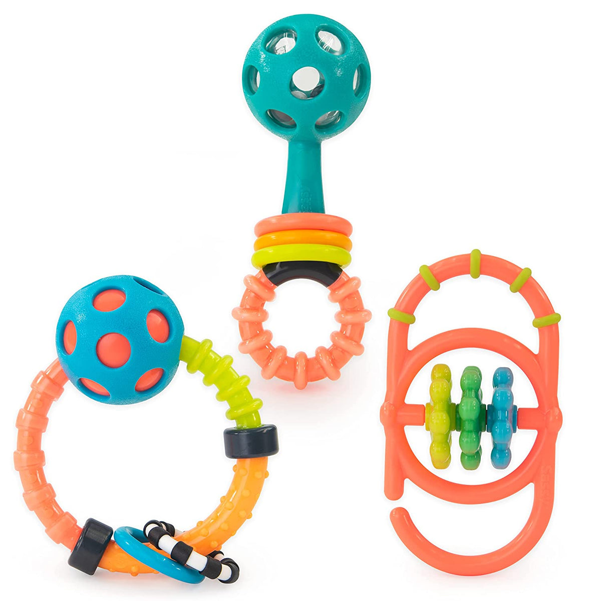 Sassy My First Rattles Newborn Gift Set with 3 Soft and Flexible Rattles