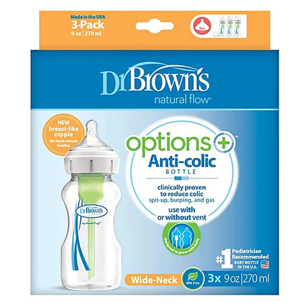 Dr. Brown's Options Wide Neck Bottle, 3 Pack, Clear, 9 oz