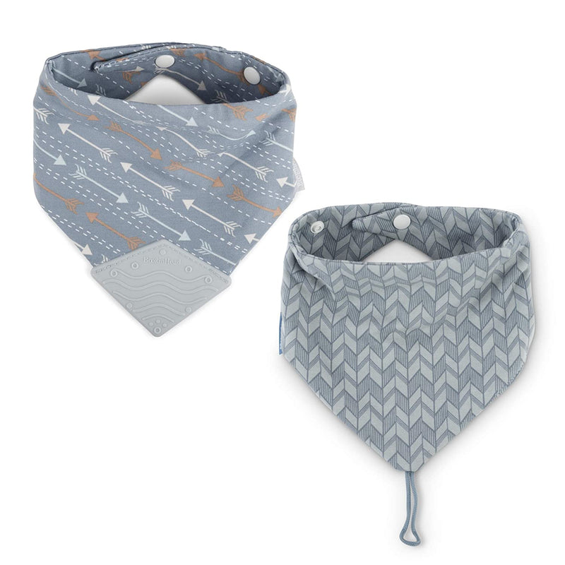 BooginHead Teething Bib and Pacifier Holder Bib, Blue Arrows