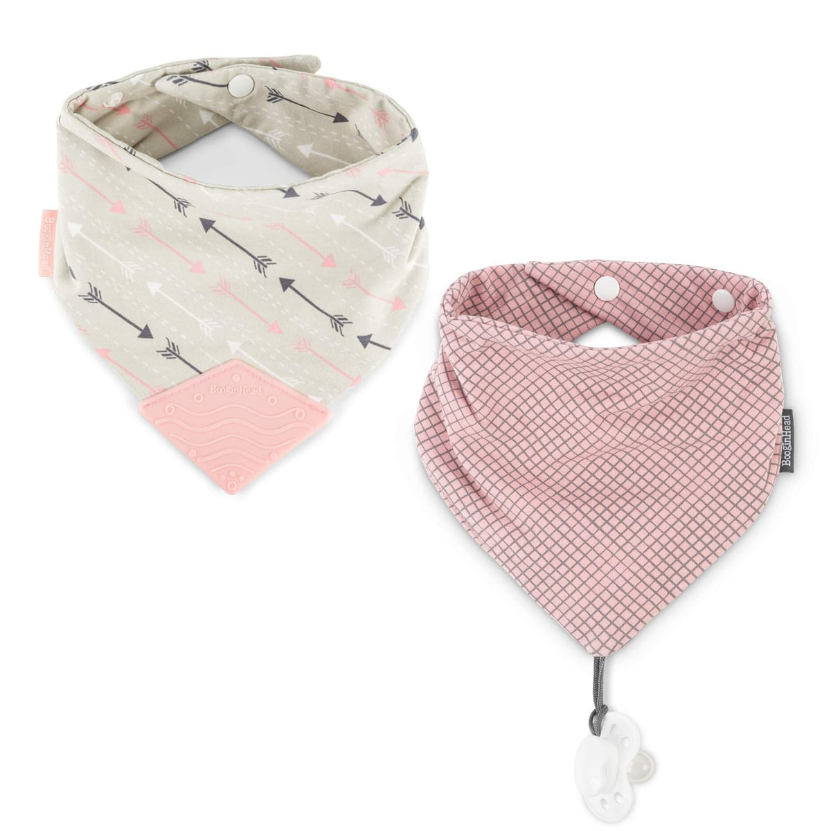 BooginHead Cotton Baby Drool Bibs, Teething Bib and Pacifier Holder Bib, Pink Arrows