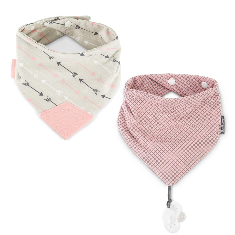 BooginHead Cotton Baby Drool Bibs, Teething Bib and Pacifier Holder Bib, Pink Arrows