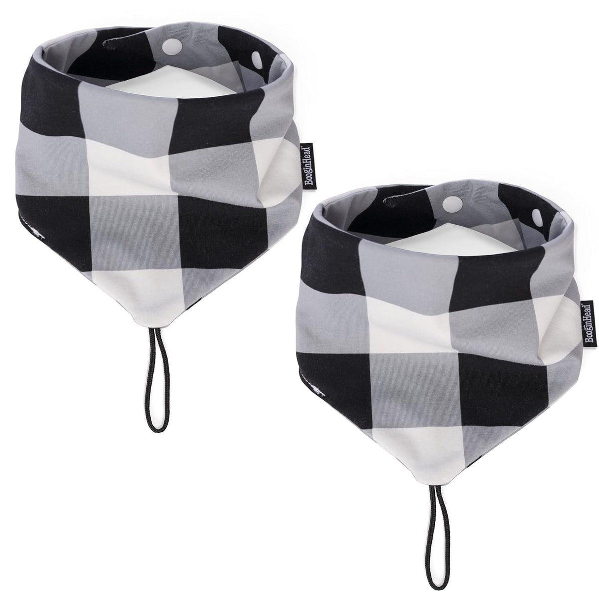 BooginHead Baby Bandana Pacifier Holder Cotton Bibs 2 Pack, Buffalo Check