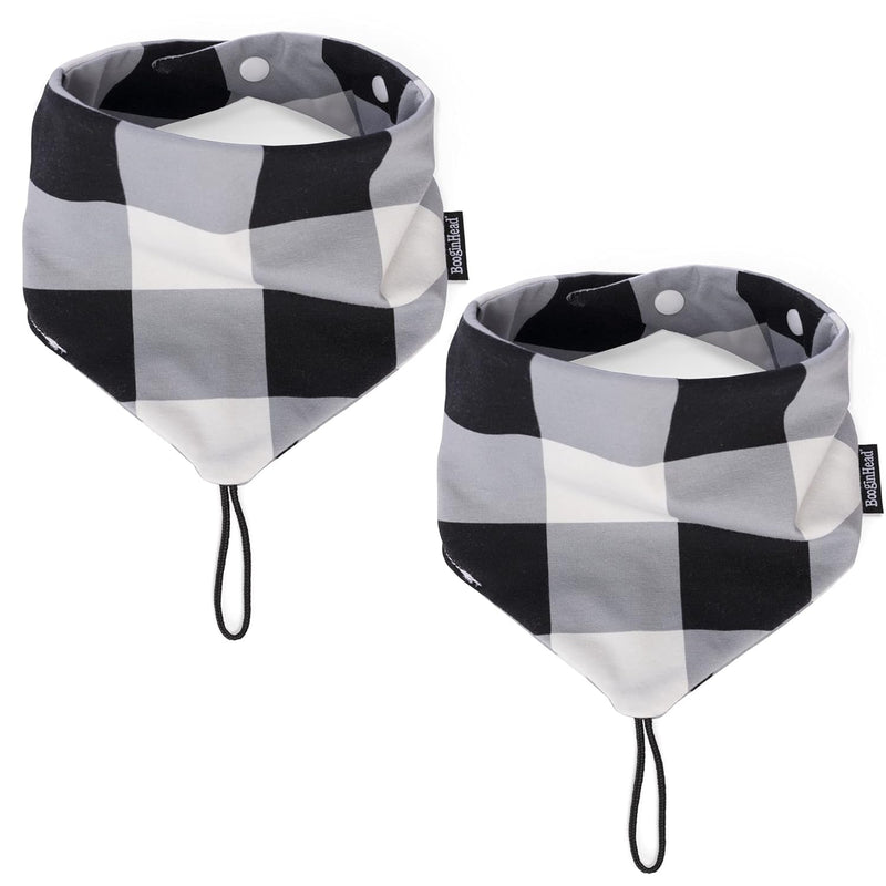 BooginHead Baby Bandana Pacifier Holder Cotton Bibs 2 Pack, Buffalo Check