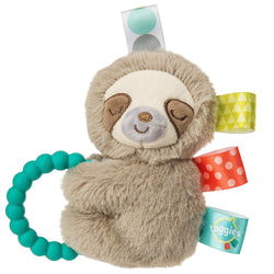 Mary Meyer Taggies Sensory Stuffed Animal Soft Rattle with Teether Ring, Molasses Sloth
