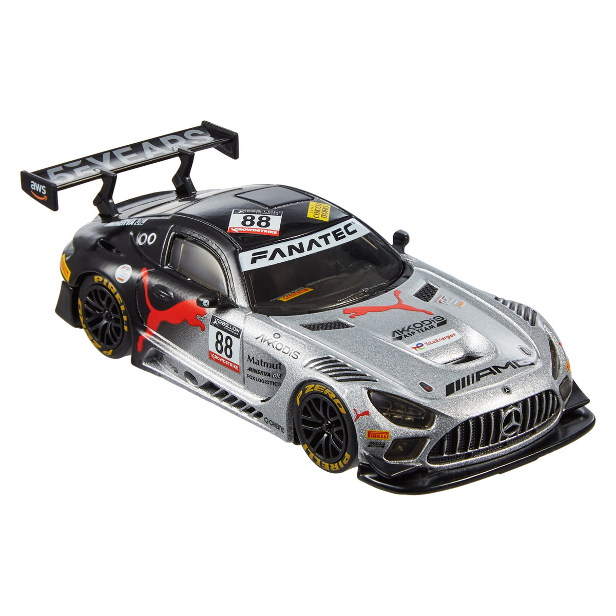 Hot Wheels Premium 1:43 Scale Real Riders Mercedes-AMG GT3 (Silver) Die-Cast Car