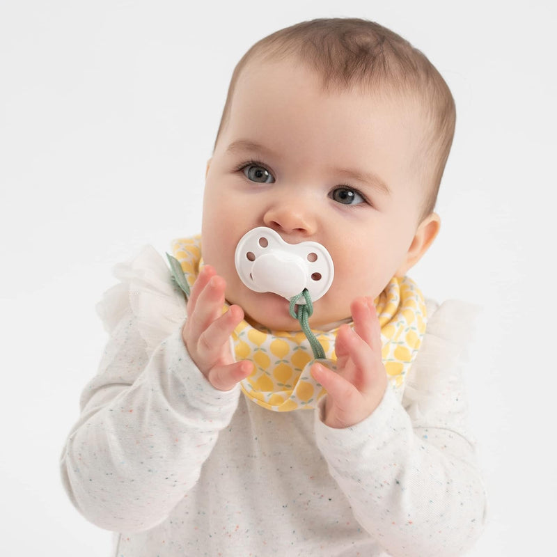 BooginHead Baby Bandana Pacifier Holder Cotton Bibs 2 Pack, Lemons