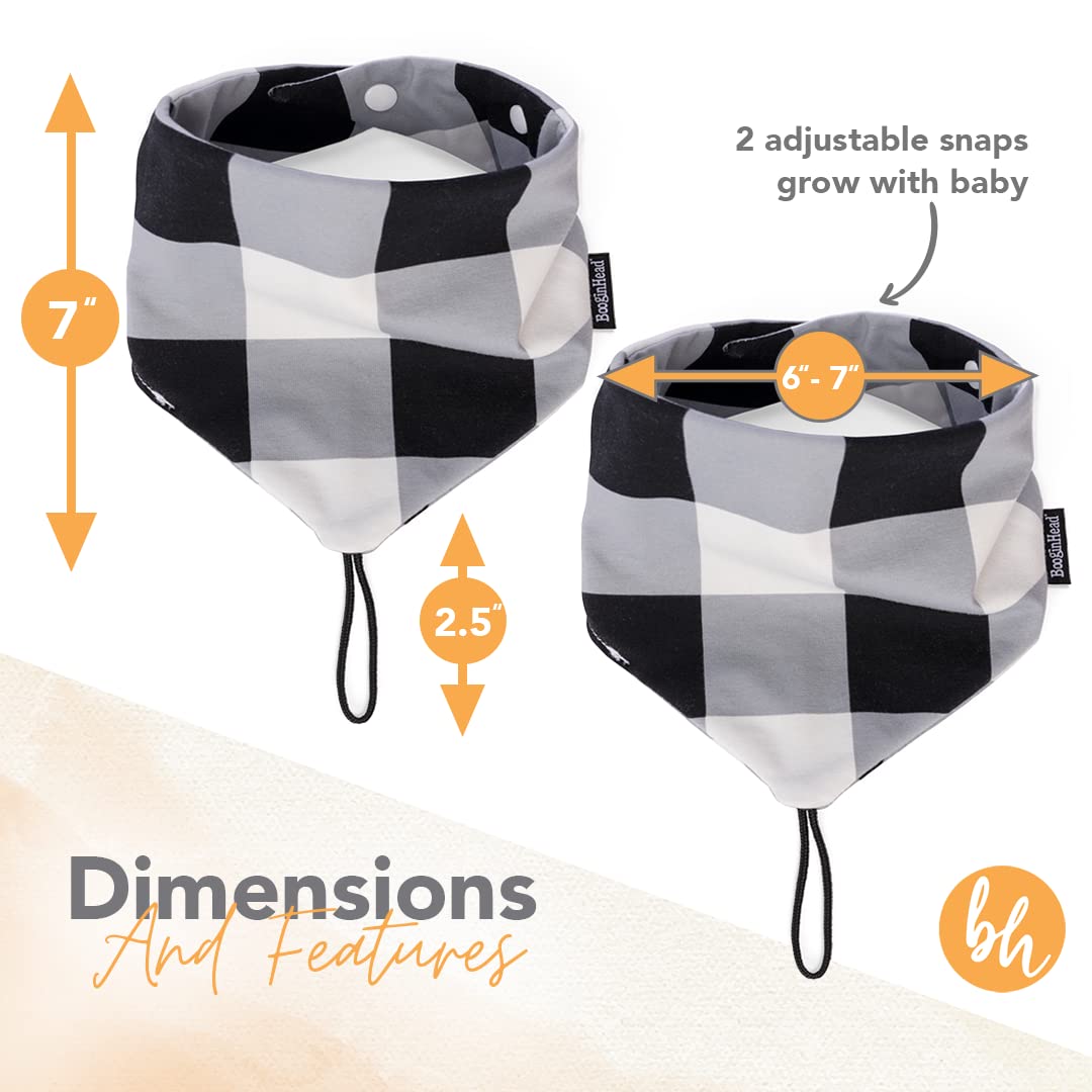 BooginHead Baby Bandana Pacifier Holder Cotton Bibs 2-Pack, Buffalo Check