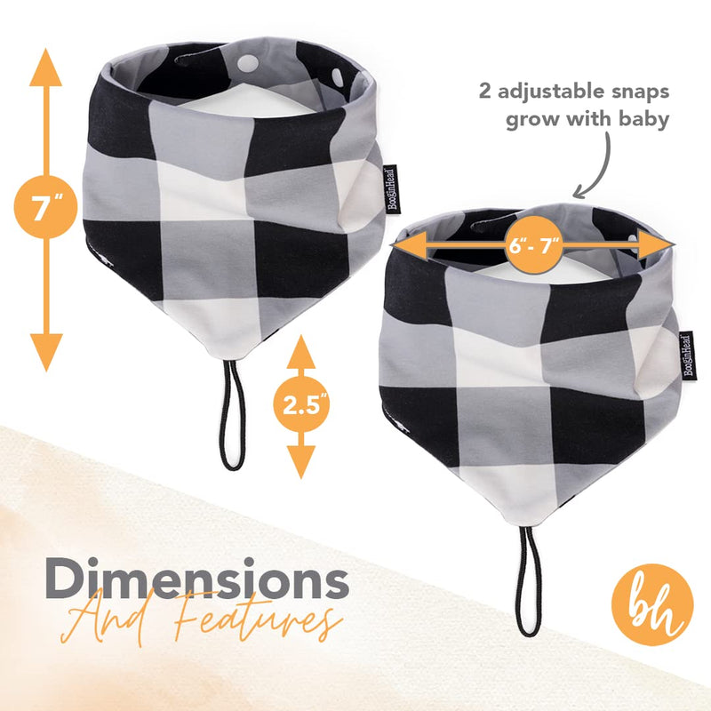 BooginHead Baby Bandana Pacifier Holder Cotton Bibs 2 Pack, Buffalo Check