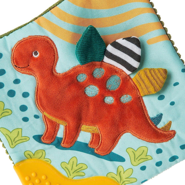 Mary Meyer Pebblesaurus Crinkle Teether Toy with Baby Paper and Squeaker, 6 x 6-Inches, Dinosaur
