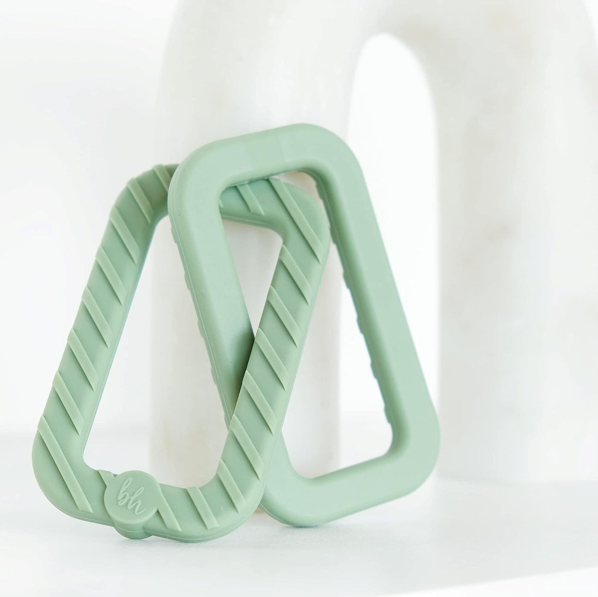 BooginHead 100% Food Grade Silicone Link Baby Teethers, Sage Green