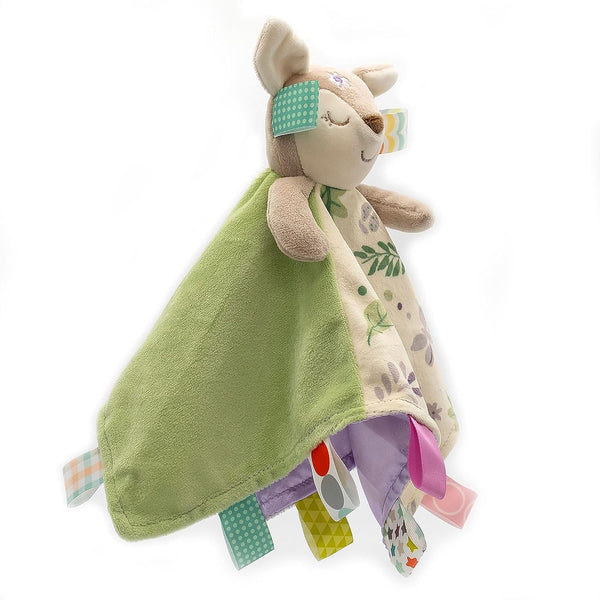 Mary Meyer Taggies Soothing Sensory Stuffed Animal Security Blanket,  Flora Fawn, 13 x 13-Inches