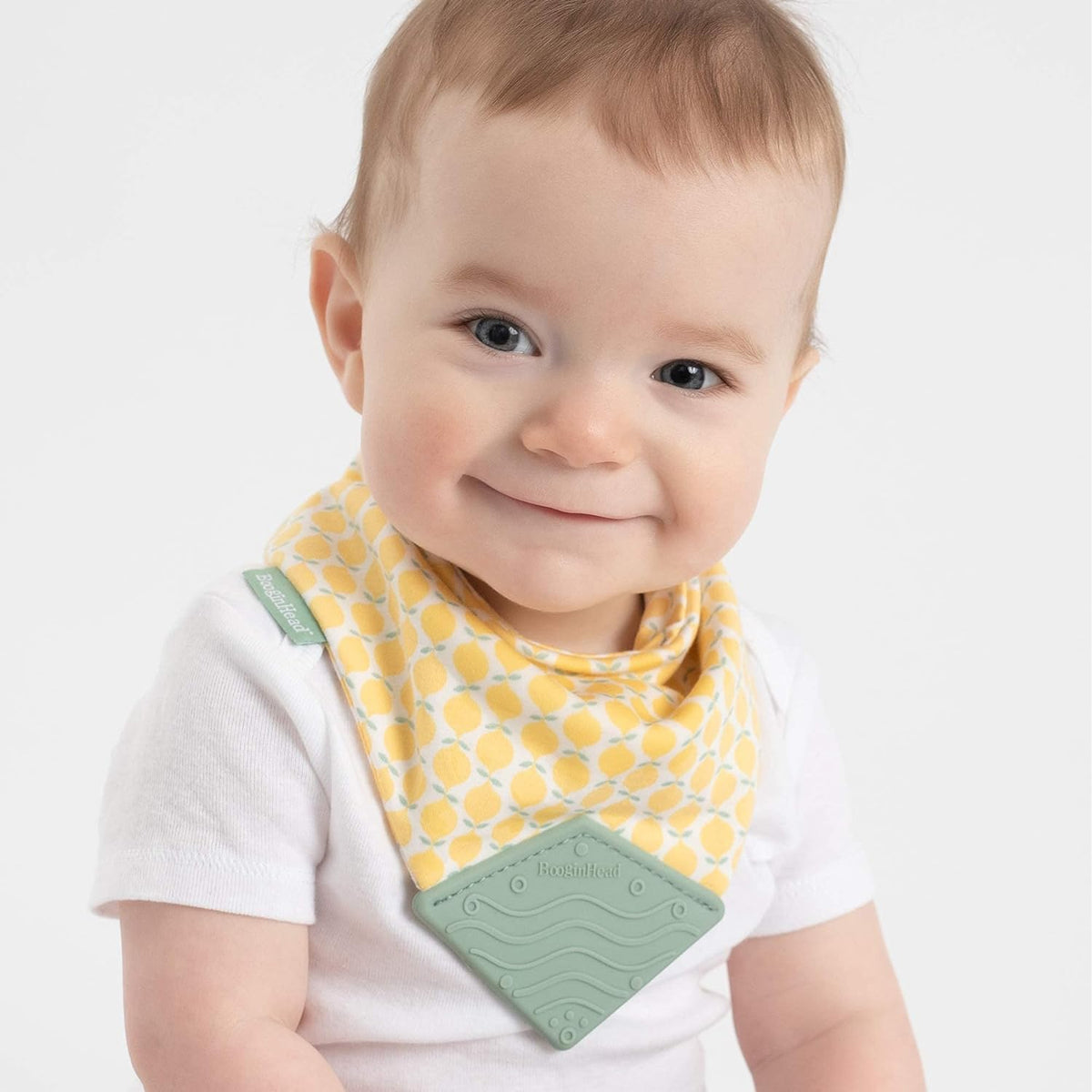BooginHead Cotton Baby Bandana Teething Bib 2-Pack, Lemons
