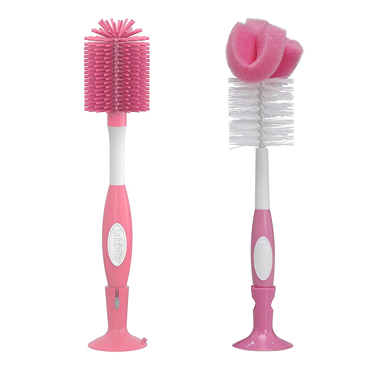 Dr. Brown's Baby Bottle and Nipple Brush Soft Touch and Sponge Brush, Pink Variety Pack, 2 -Pack