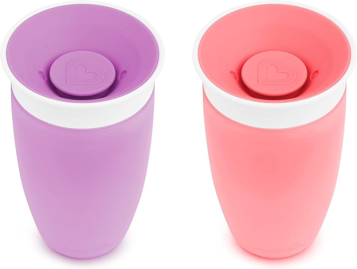 Munchkin Miracle 360 Sippy Cup, Pink/Purple, 10 Oz, 2 Count
