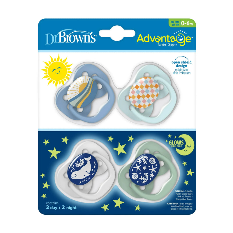 Dr. Brown's Advantage Symmetrical Pacifier with Air Flow - Blue - 4 Pack - 0-6m