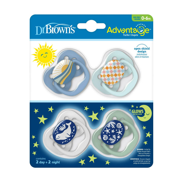 Dr. Brown's Advantage Symmetrical Pacifier with Air Flow - Blue - 4-Pack - 0-6m