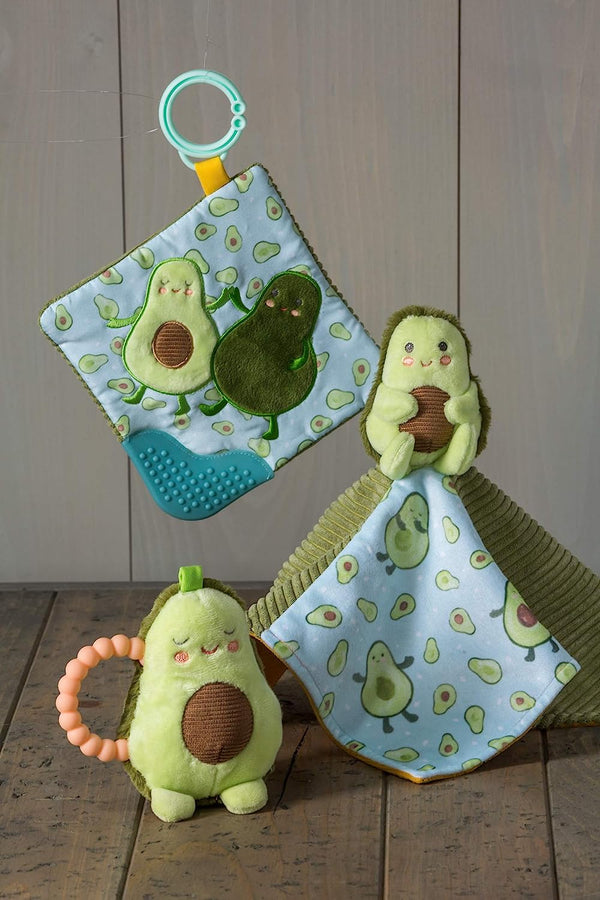 Mary Meyer Crinkle Teether Toy with Baby Paper and Squeaker, 6 x 6-Inches, Yummy Avocado