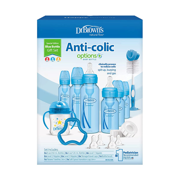 Dr. Brown’s Natural Flow Anti-Colic Options+ Special Edition Blue Baby Bottle Gift Set