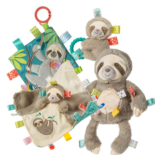 Mary Meyer Taggies Sensory Stuffed Animal Soft Rattle with Teether Ring, Molasses Sloth
