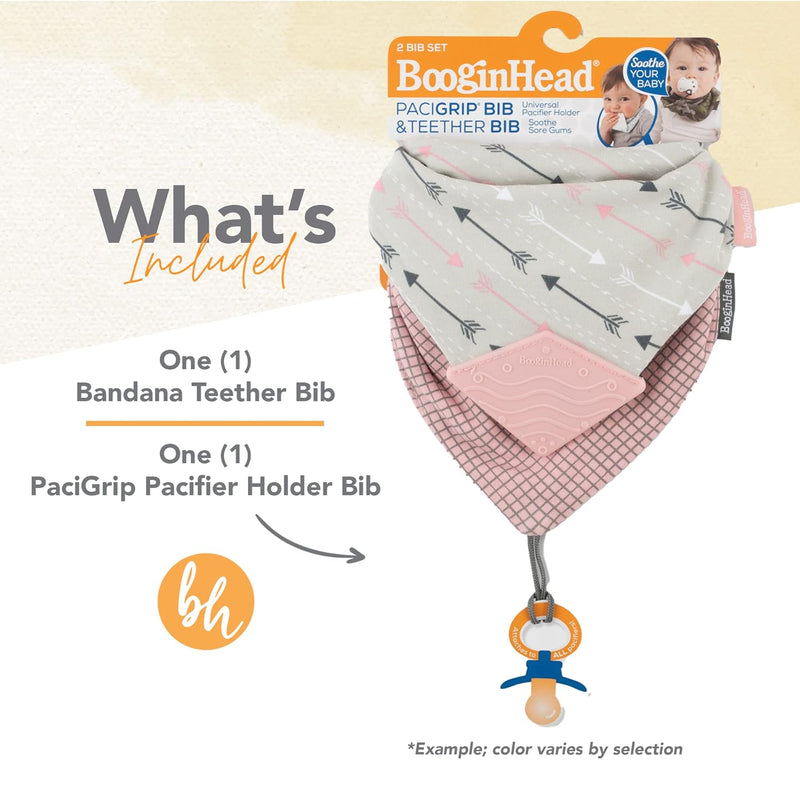 BooginHead Cotton Baby Drool Bibs, Teething Bib and Pacifier Holder Bib, Buffalo Check