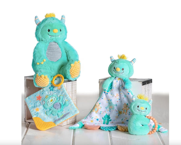 Mary Meyer Soft Baby Rattle with Soothing Teether Ring, 6-Inches, Mookie Monster