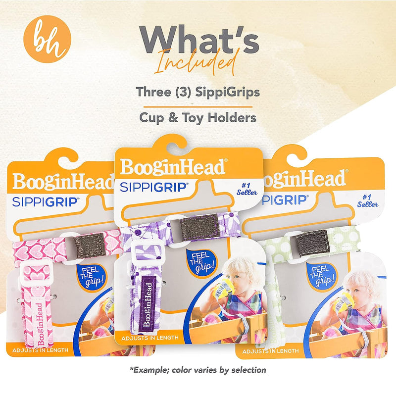 BooginHead SippiGrip Sippy Cup Strap & Baby Bottle Holder, Black & Chevron , 3 Pack