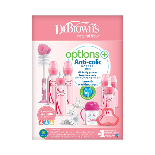 Dr. Brown’s Natural Flow Anti-Colic Options+ Special Edition Pink Baby Bottle Gift Set