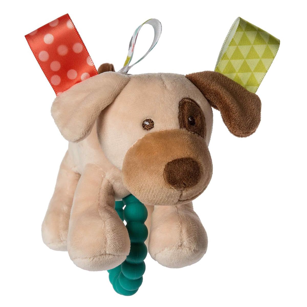 Mary Meyer Taggies Soft Baby Rattle with Teether Ring, 6-Inches, Buddy Dog