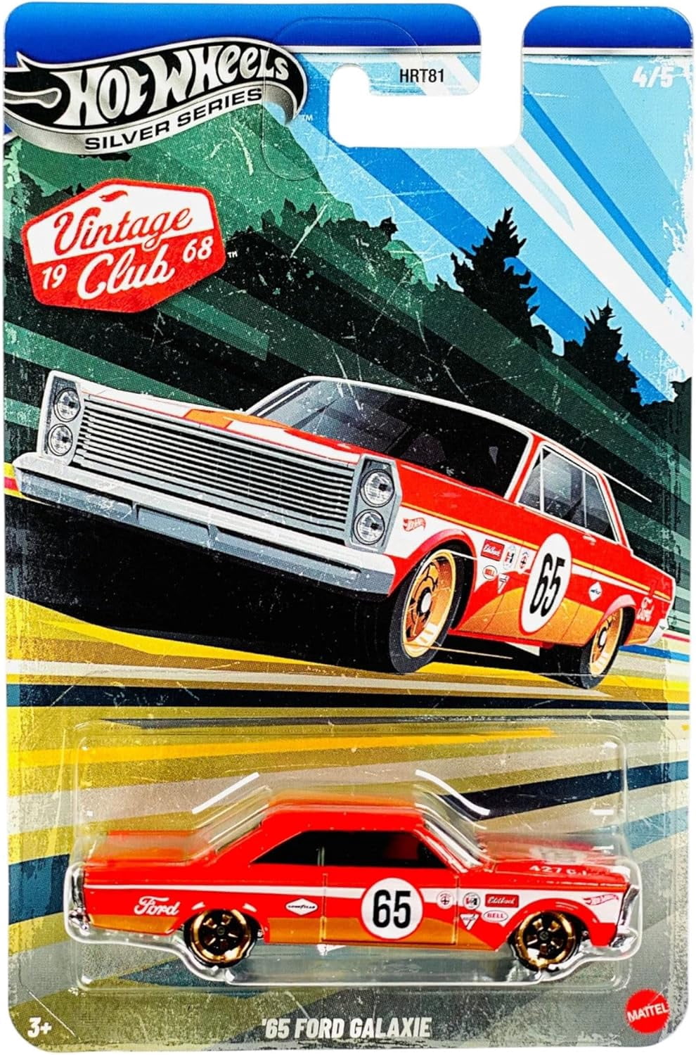 Hot Wheels Vintage Club '68 Silver Series Die-Cast Cars Set, 5-Pack, A