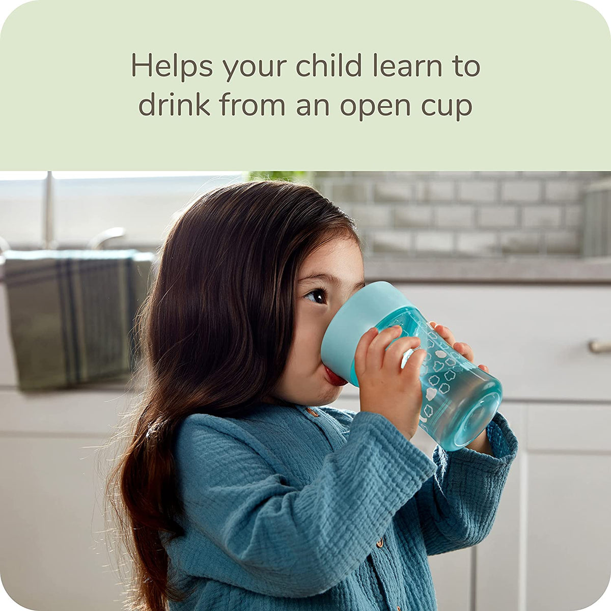 NUK Toddler Sip Trainer Cup, Flow Control, 2 Pack, 8oz, Blue Clouds