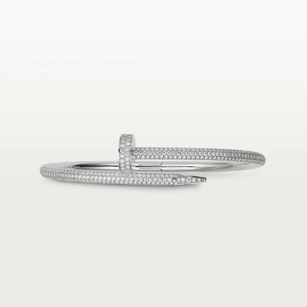Nail Bracelet Women Silver Fine Jewelry AA CZ stone Steel