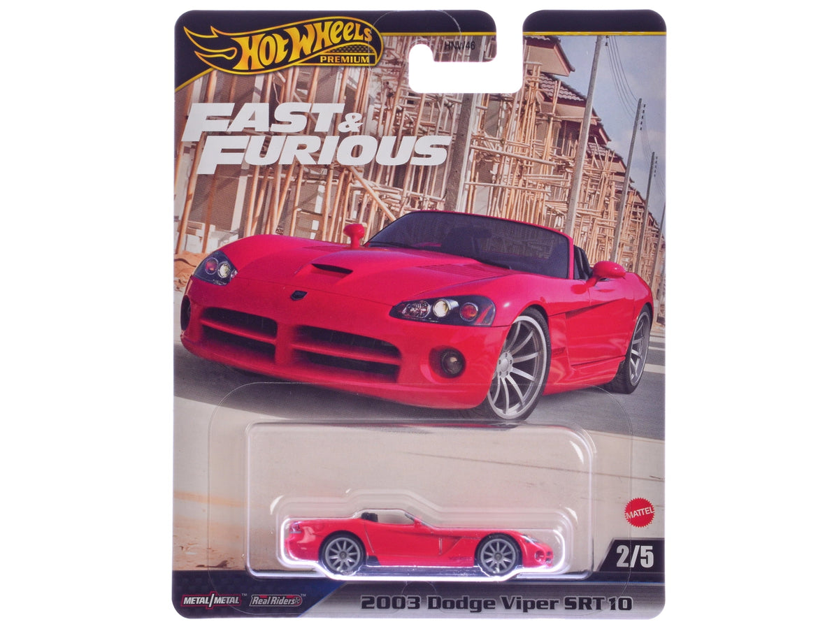 Hot Wheels Fast & Furious Diecast Model Cars Collector Set J Case, 5 Pack, McLaren Senna Red, Nissan 370Z, Chevrolet Chevelle SS, Land Rover Defender 110, Dodge Viper SRT10