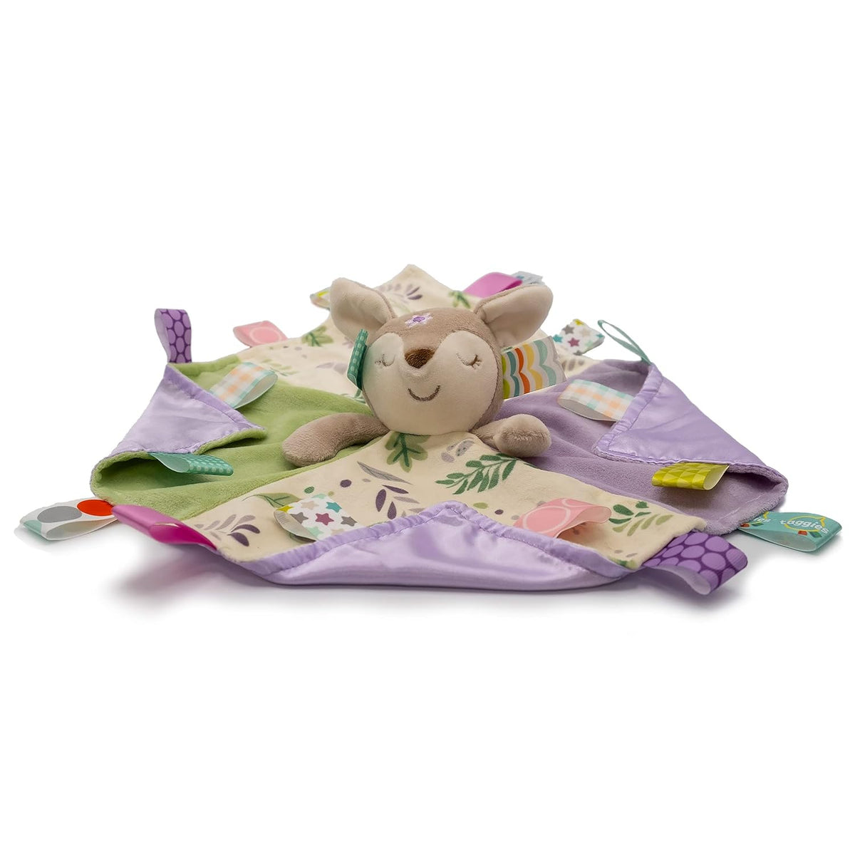 Mary Meyer Taggies Soothing Sensory Stuffed Animal Security Blanket, Flora Fawn, 13 x 13-Inches