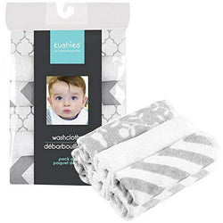 Kushies Ultra Soft Premium quality Baby Washcloths/Towels, 6 Pack, Grey