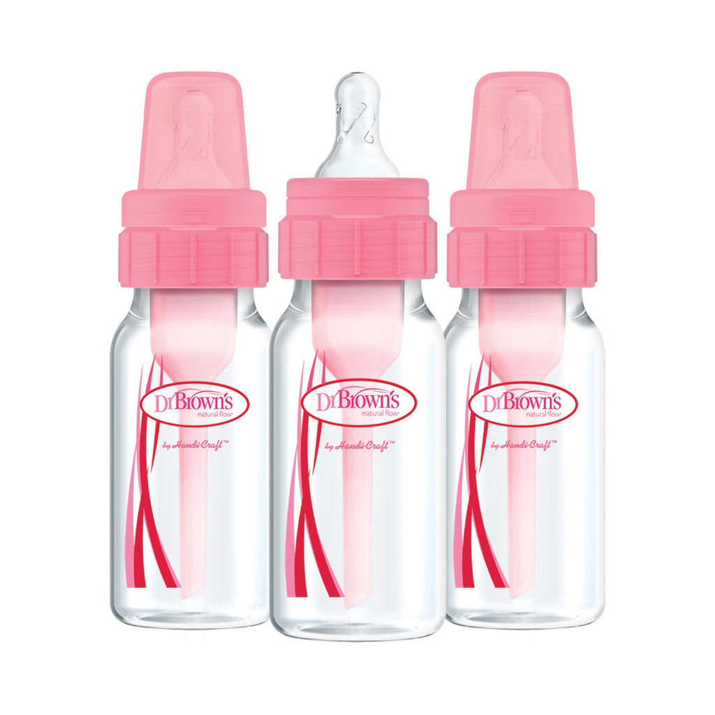 Dr. Brown's Natural Flow Anti-Colic Baby Bottles -Pink - 4oz - 3-Pack