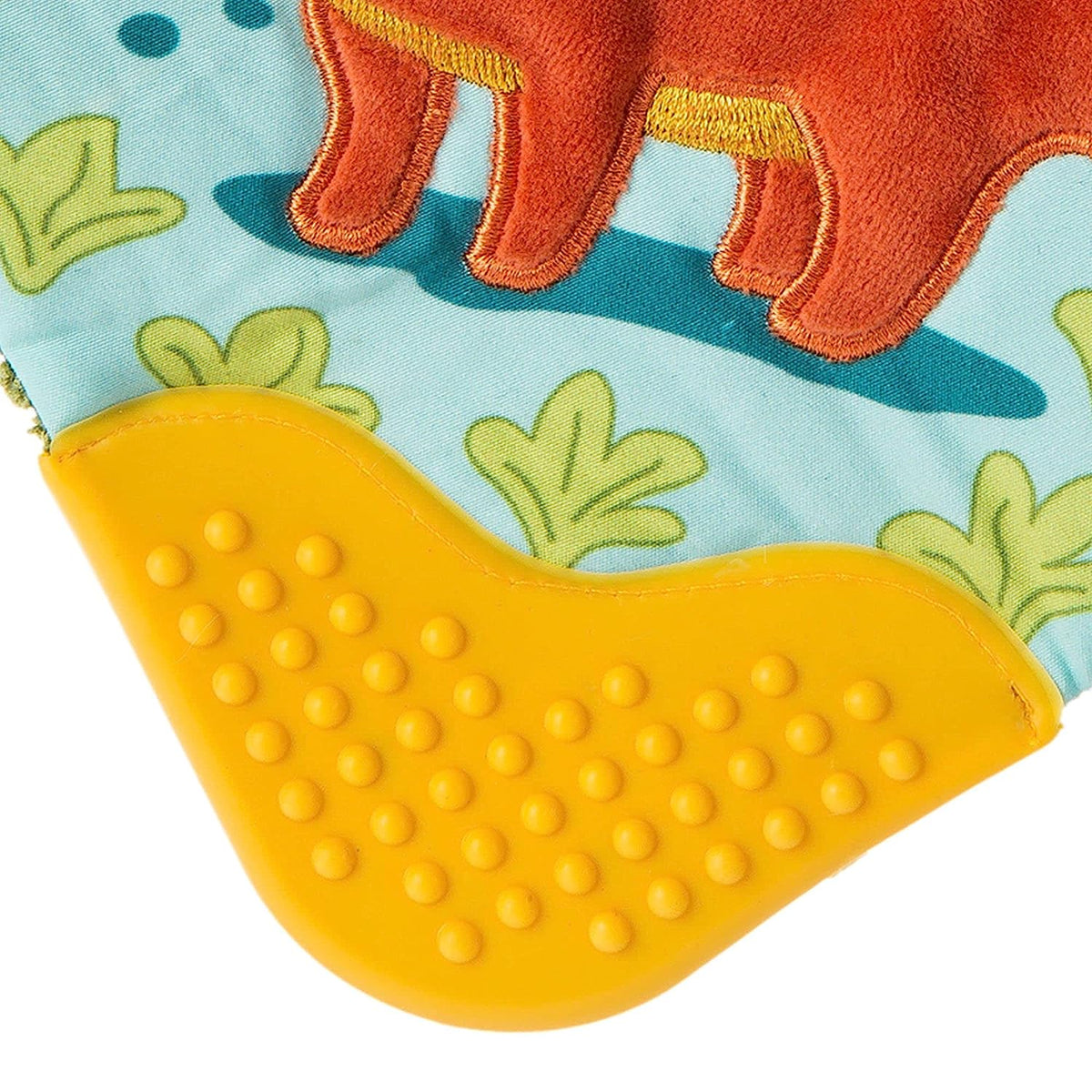 Mary Meyer Pebblesaurus Crinkle Teether Toy with Baby Paper and Squeaker, 6 x 6-Inches, Dinosaur