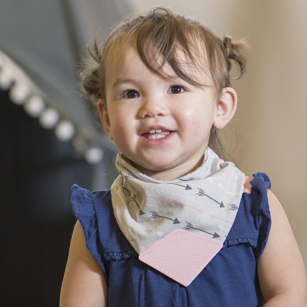 BooginHead Cotton Baby Drool Bibs, Teething Bib and Pacifier Holder Bib, Pink Arrows