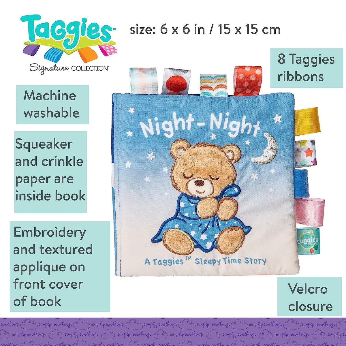 Mary Meyer Taggies Starry Night Teddy Soft Book, 6x6