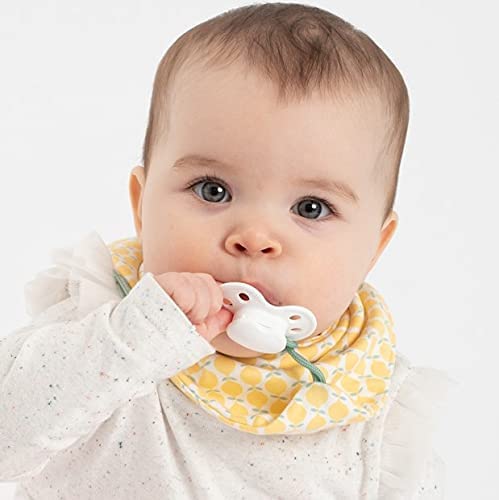 BooginHead Baby Bandana Pacifier Holder Cotton Bibs 2-Pack, Lemons